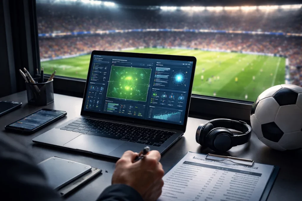 Herramientas para scouting en el fútbol. PC con programa de scouting