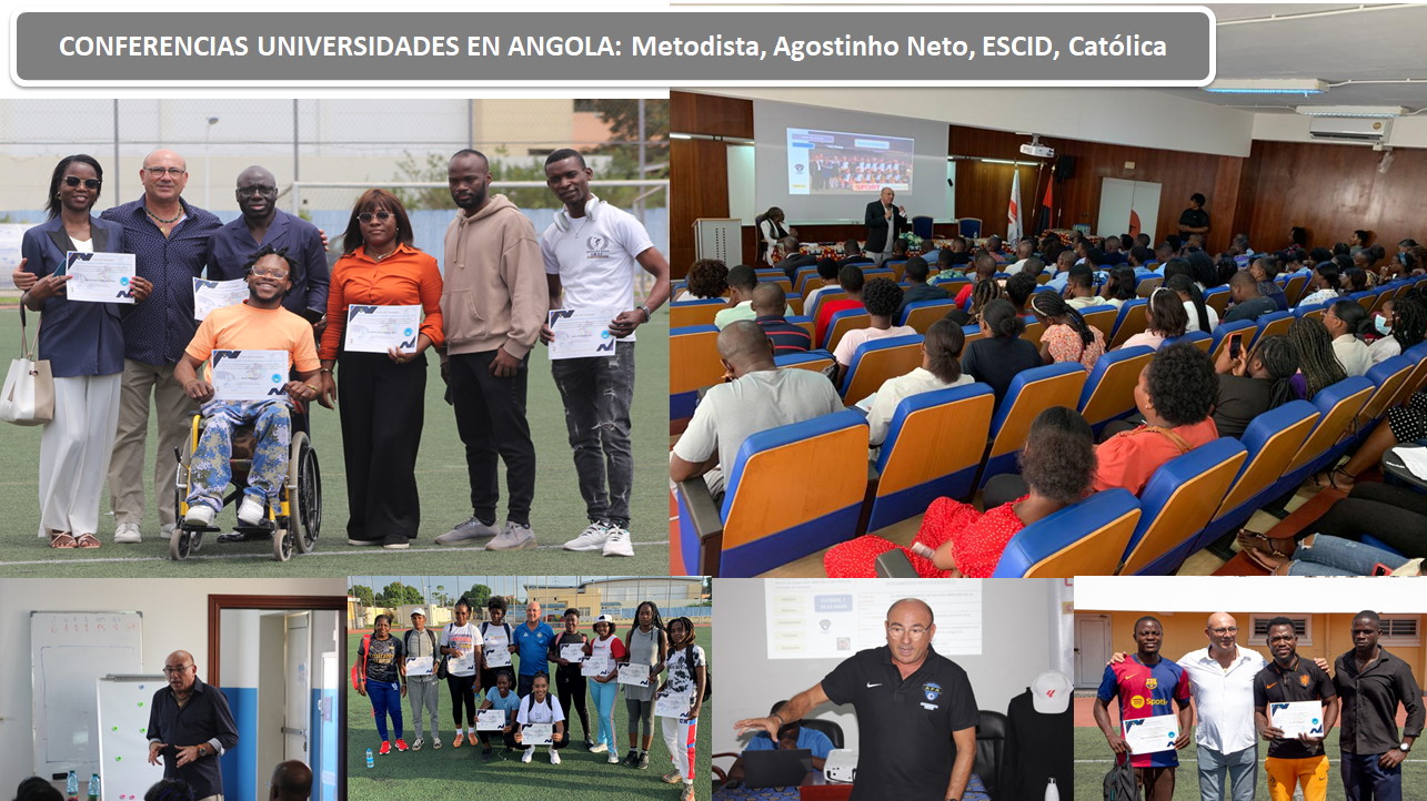 Conferencias, cursos y actividades de formación desarrolladas en universidades e instituciones de Angola.