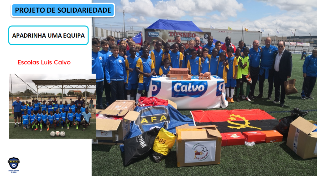 Entrega del material deportivo recogido a través de las Escolas Luis Calvo. Un encuentro que unió a los jóvenes futbolistas de Angola y Galicia a través del deporte y la solidaridad.