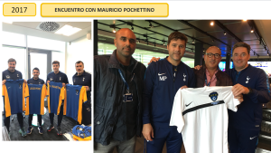 ENCUENTRO CON EL STAFF TÉCNICO DEL TOTTENHAM HOTSPUR Encuentro con profesionales vinculados al cuerpo técnico del Tottenham Hotspur y entrega de camisetas de AFA durante la visita de 2017.