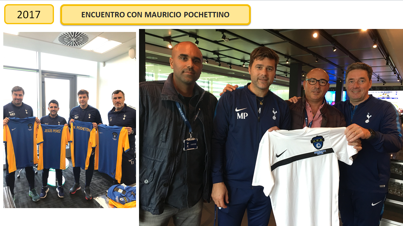 Encuentro con el staff técnico del Tottenham Hotspur y entrega de camisetas de AFA.